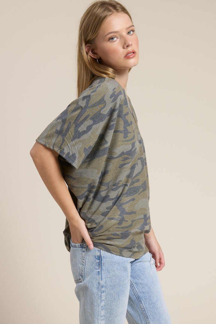 Jolie Slouchy Dolman Tee (Olive Camo)