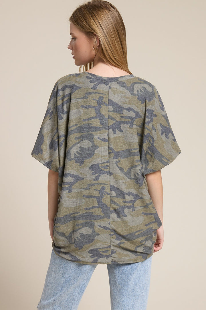 Jolie Slouchy Dolman Tee (Olive Camo)