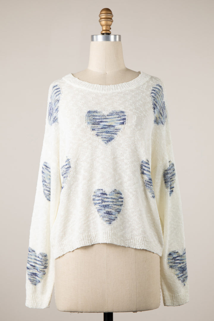 My Cozy Be My Valentine Sweater (Ivory/Navy)