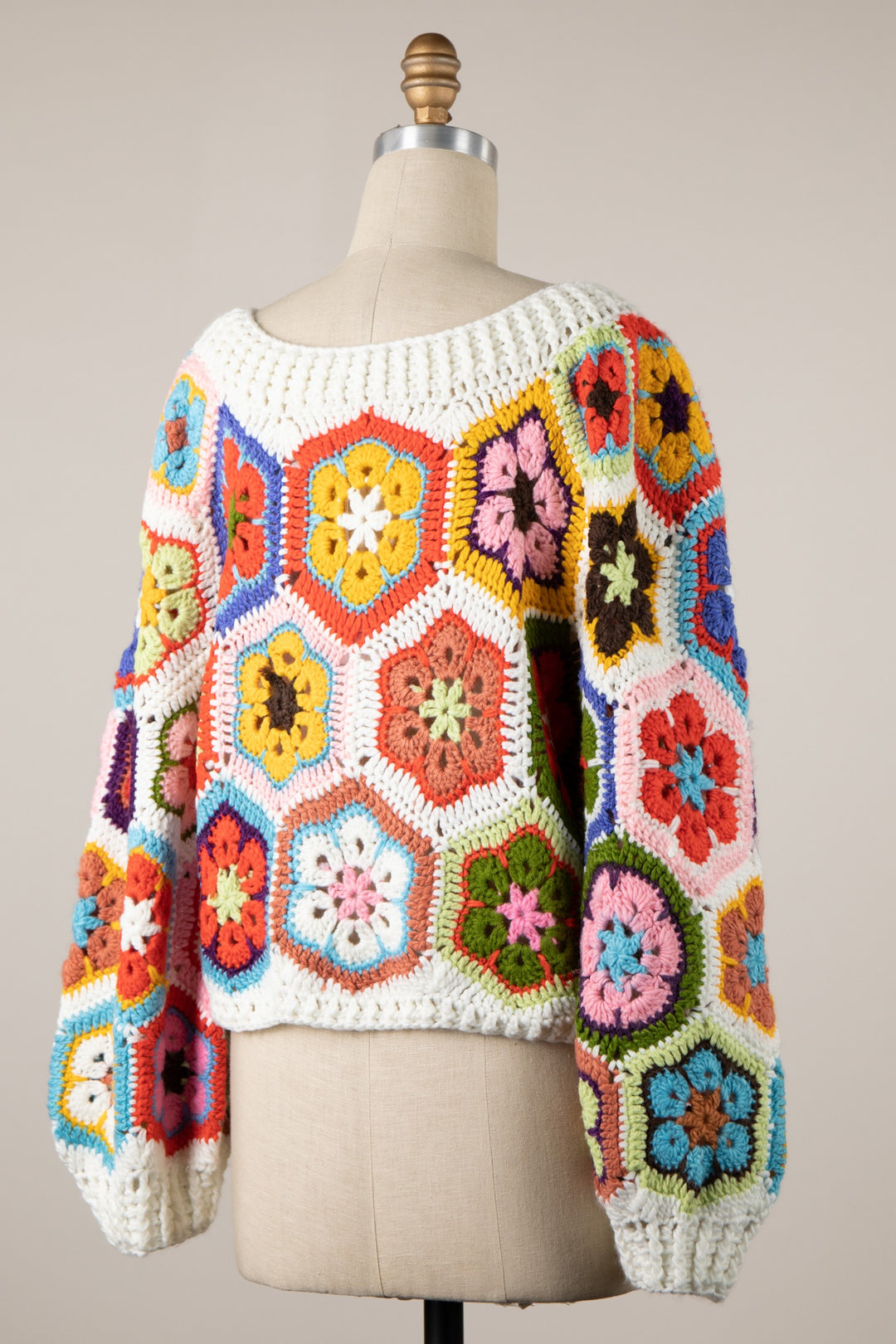 My Cozy Floral Crochet Sweater