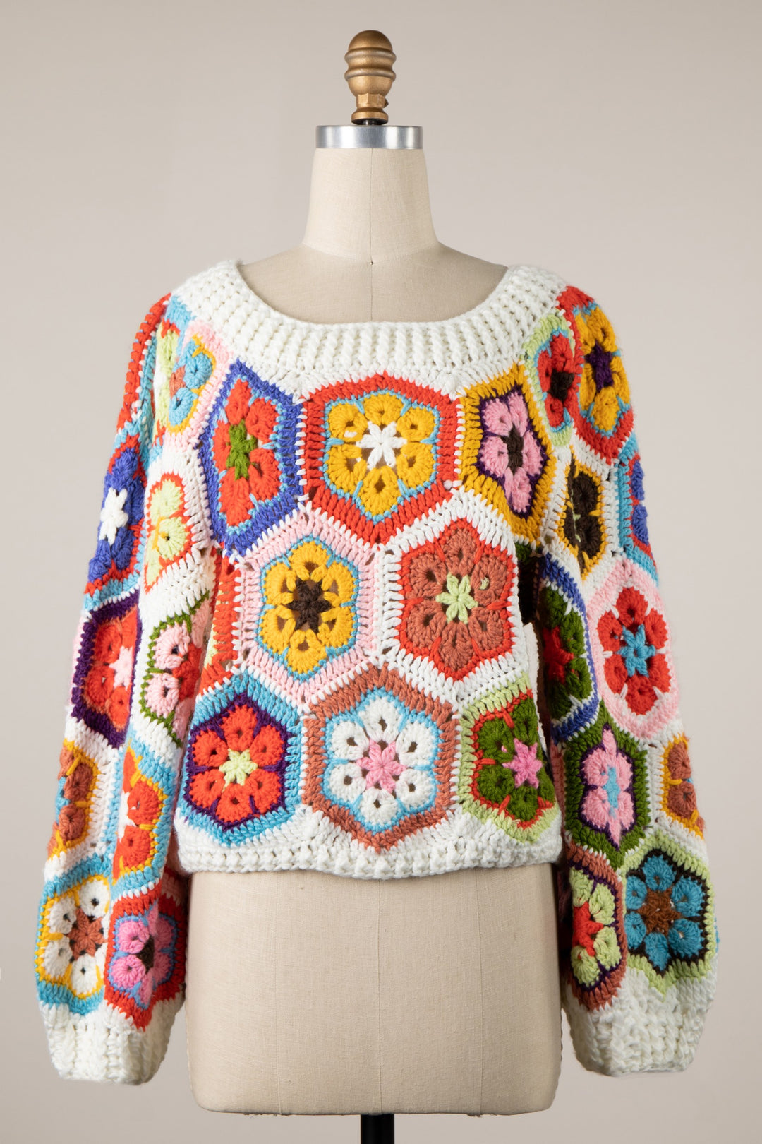 My Cozy Floral Crochet Sweater