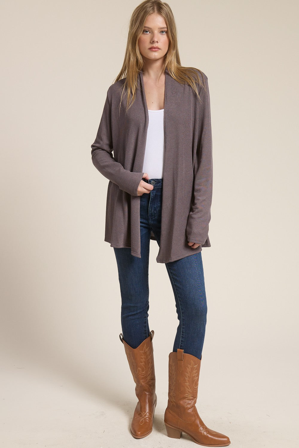 Jolie Light Knit Cardigan (Dark Cocoa)