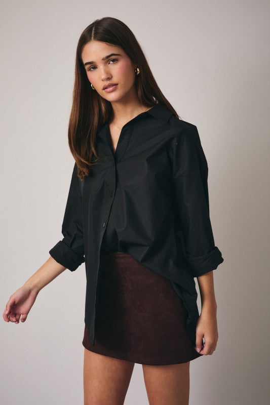 Sunday Edition Cotton Button Down Shirt (Black)
