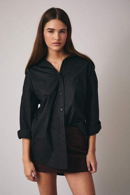 Sunday Edition Cotton Button Down Shirt (Black)