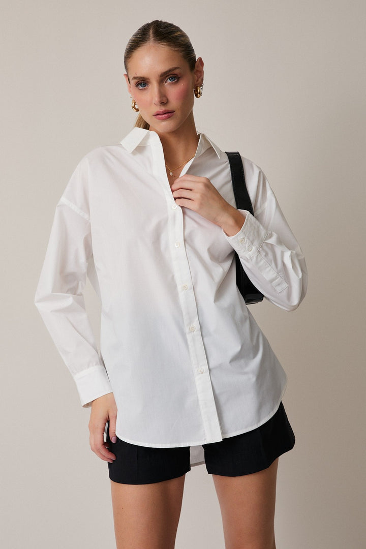 Sunday Edition Cotton Button Down Shirt (White)