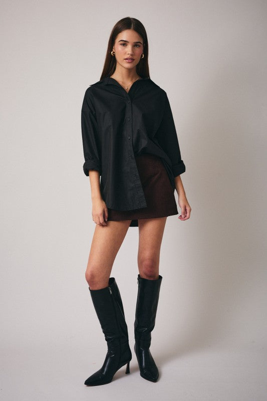 Sunday Edition Cotton Button Down Shirt (Black)