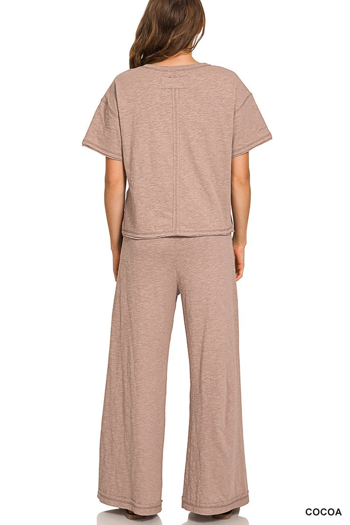 Zen Cotton Slub Lounge Set (Cocoa)