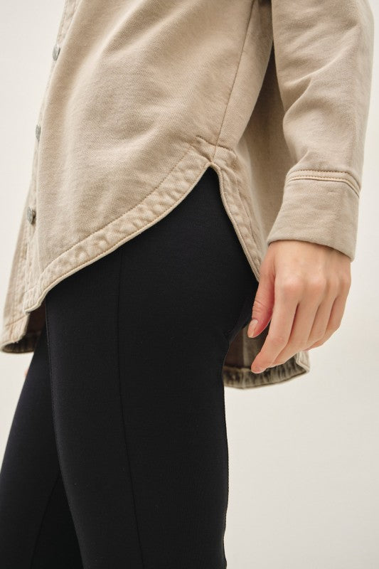 Be Cool Cotton Knit Shacket (Taupe)