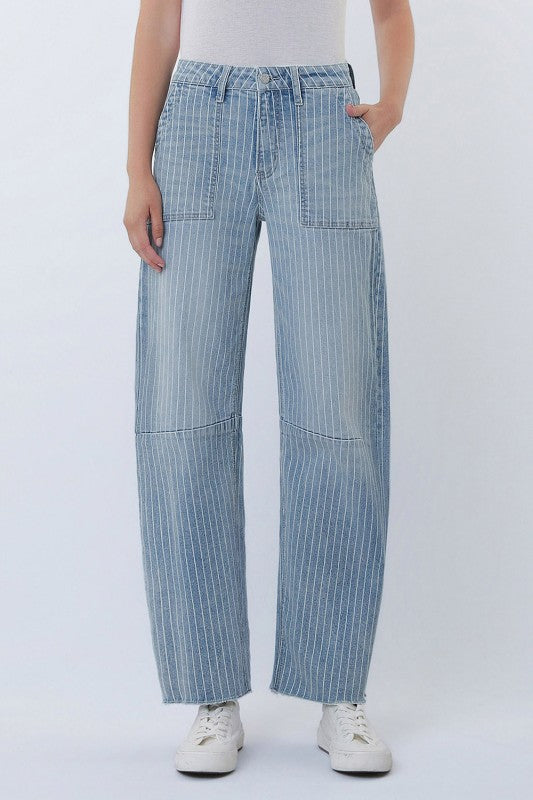 Vervet Pinstripe Barrel Jean