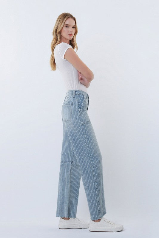 Vervet Pinstripe Barrel Jean