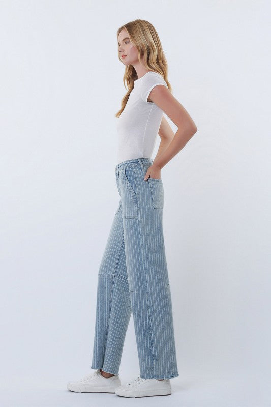 Vervet Pinstripe Barrel Jean
