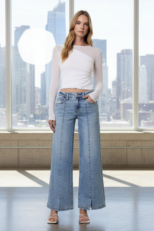 Vervet Split Hem Wide Leg Jean
