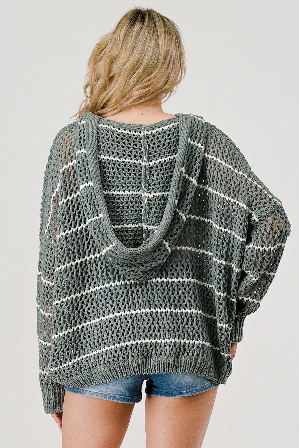 My Cozy Chenille Striped Hoodie (Sage/Ivory)