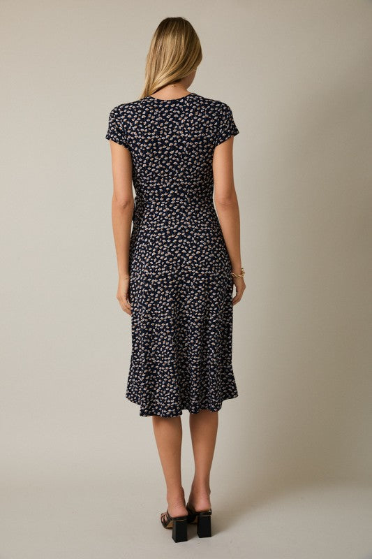 Sunday Edition Wrap Midi Dress (Navy/Ivory)