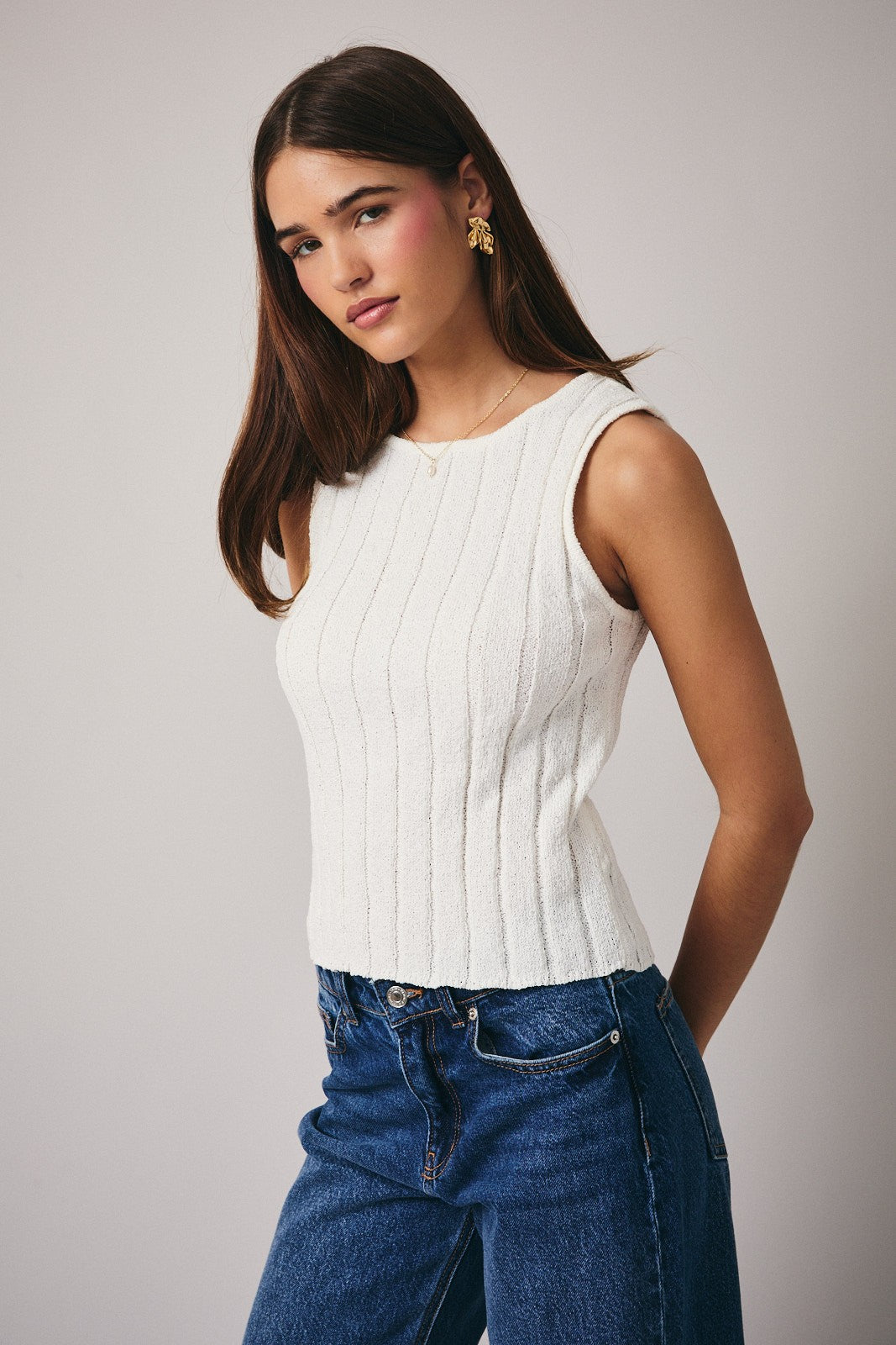 Sunday Edition Knit Rib Tank (White)