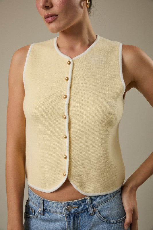 Sunday Edition Knit Cotton Vest (Butter)