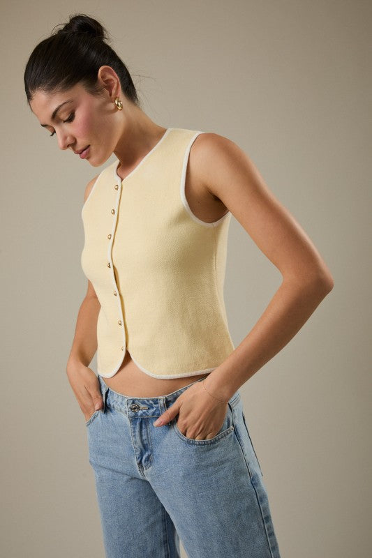 Sunday Edition Knit Cotton Vest (Butter)