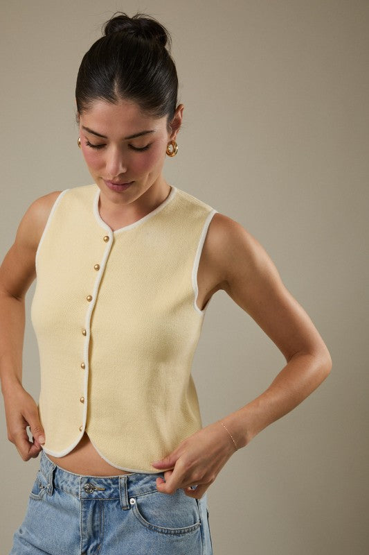 Sunday Edition Knit Cotton Vest (Butter)