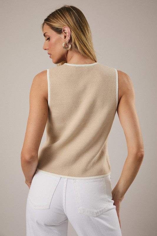Sunday Edition Knit Cotton Vest (Beige)
