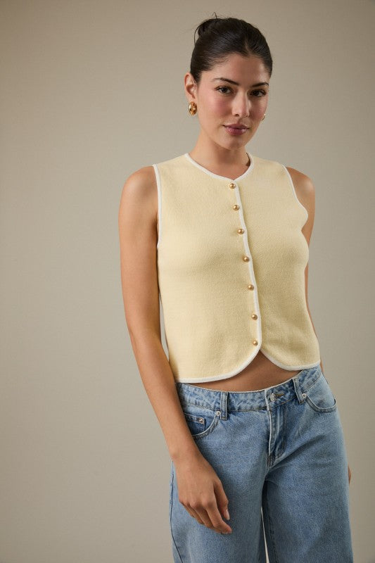 Sunday Edition Knit Cotton Vest (Butter)