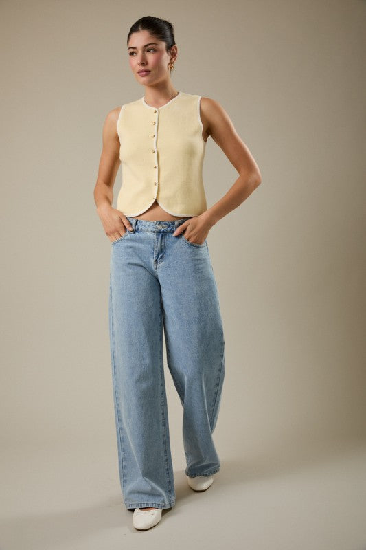 Sunday Edition Knit Cotton Vest (Butter)