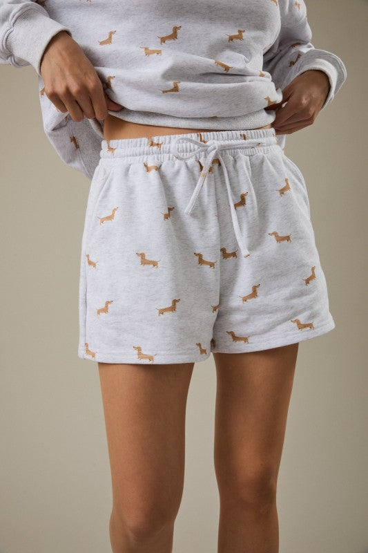Sunday Edition Dog Print Shorts