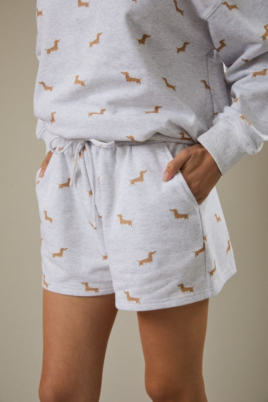 Sunday Edition Dog Print Shorts