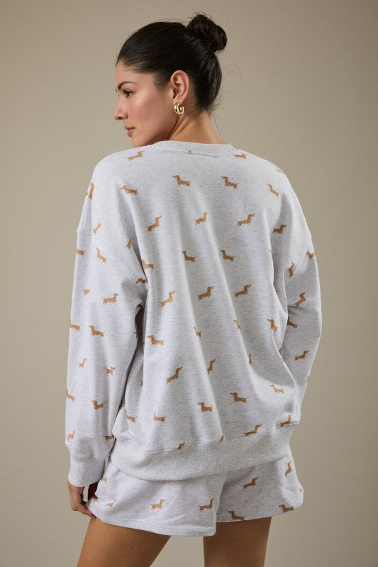 Sunday Edition Dog Print Sweatshirt