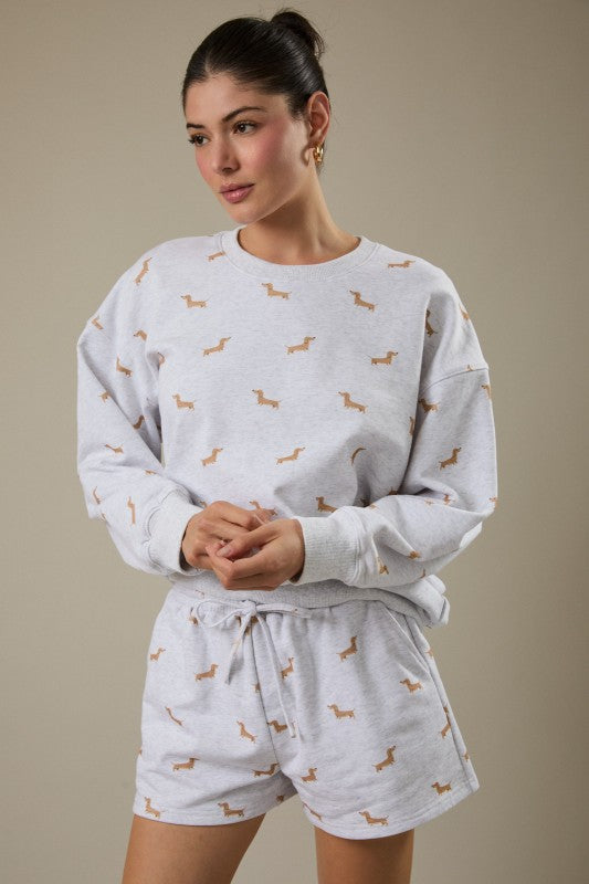 Sunday Edition Dog Print Sweatshirt
