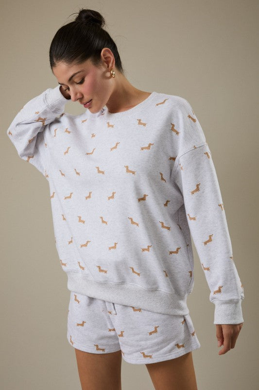Sunday Edition Dog Print Sweatshirt