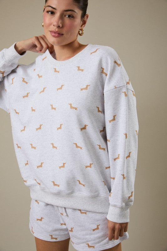 Sunday Edition Dog Print Sweatshirt