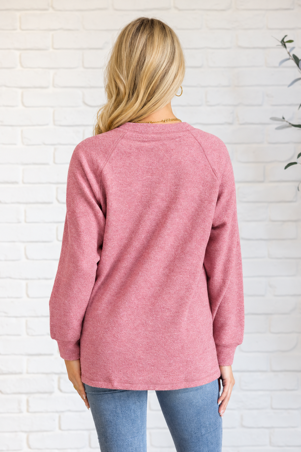 Zen Ultra Soft Button Knit Top (Light Rose)