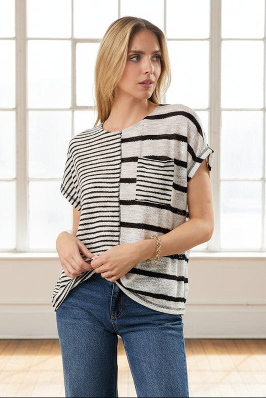 Sunday Edition Striped Pocket Tee