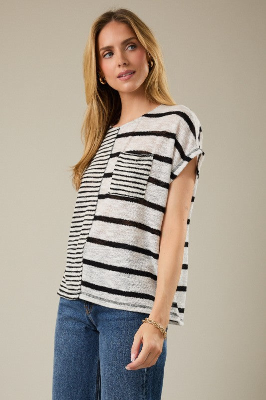 Sunday Edition Striped Pocket Tee