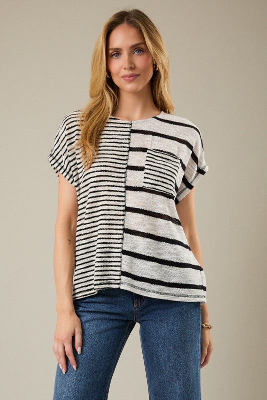 Sunday Edition Striped Pocket Tee