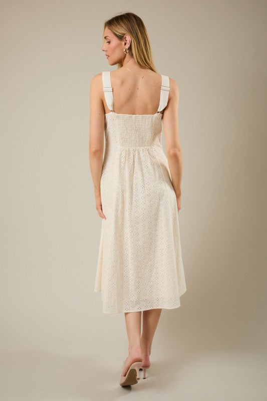 Sunday Edition Eyelet Flared Midi Dress