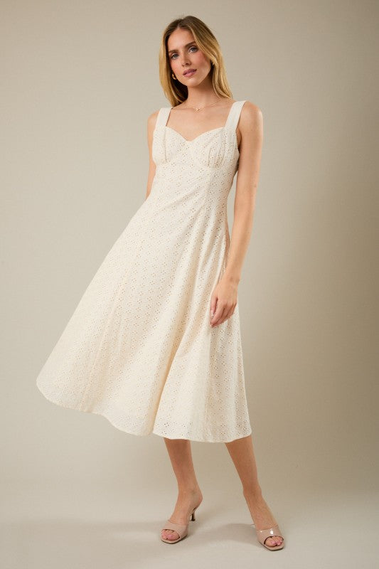 Sunday Edition Eyelet Flared Midi Dress