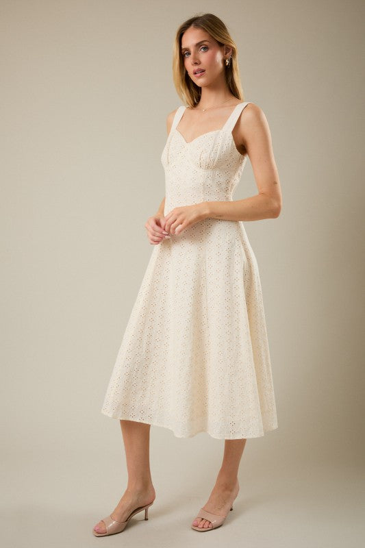 Sunday Edition Eyelet Flared Midi Dress