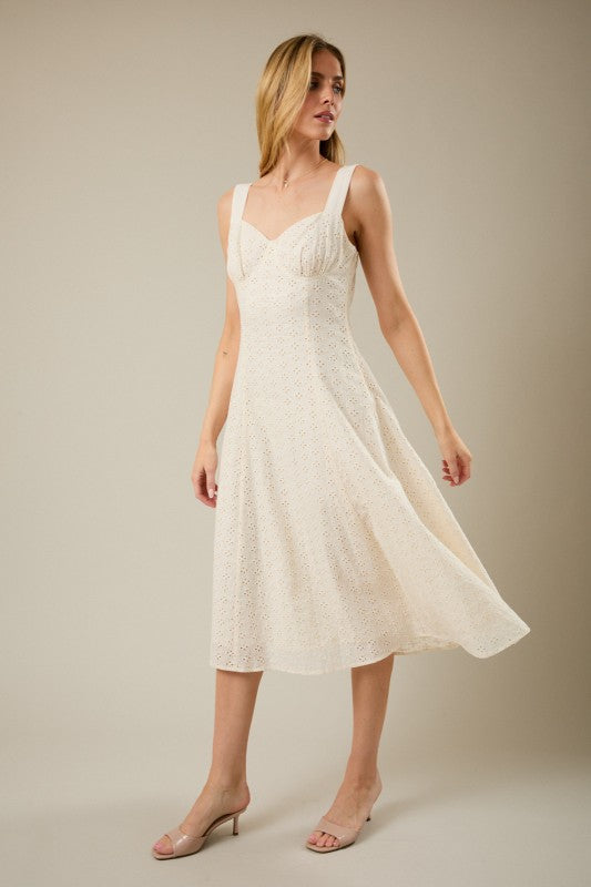 Sunday Edition Eyelet Flared Midi Dress