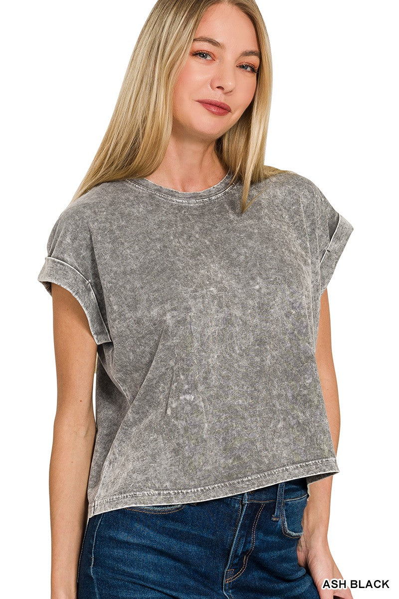 Zen Vintage Wash Cotton Tee (Ash Black)