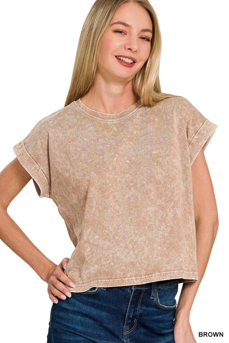 Zen Vintage Wash Cotton Tee (Brown)