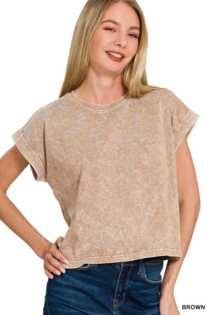 Zen Vintage Wash Cotton Tee (Brown)