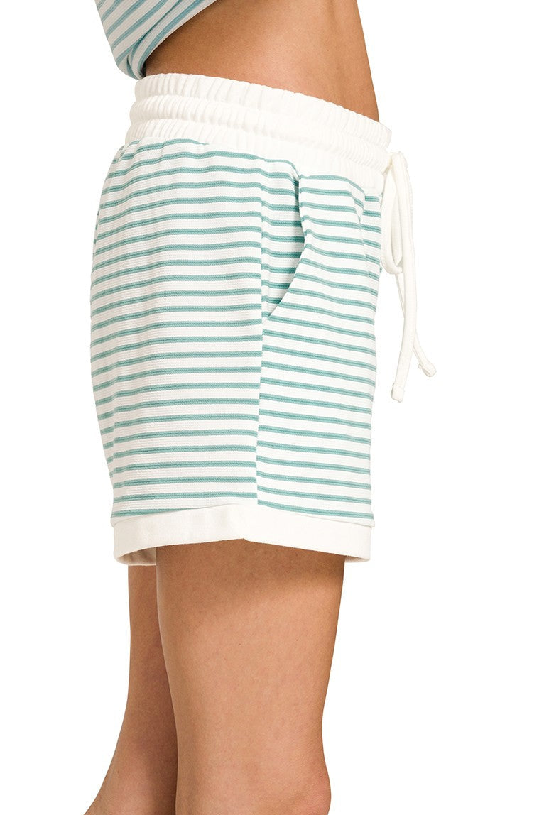 Zen Striped Cotton Lounge Set (Sea Angel)
