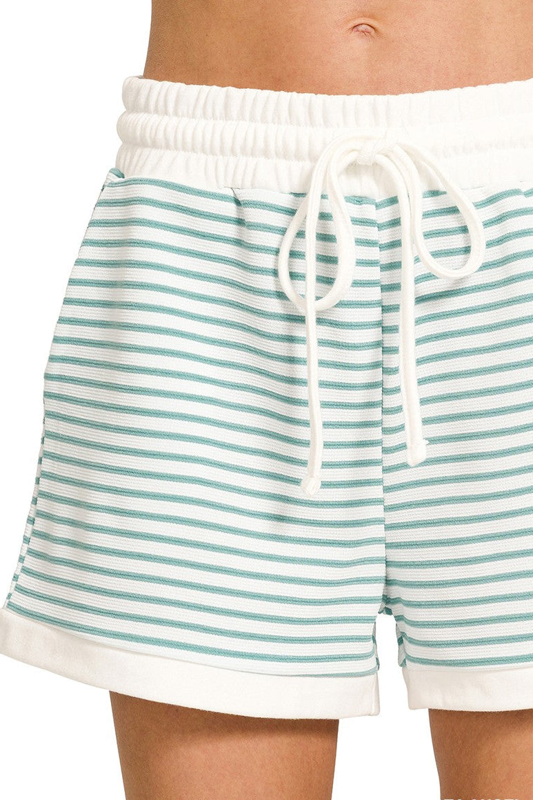 Zen Striped Cotton Lounge Set (Sea Angel)
