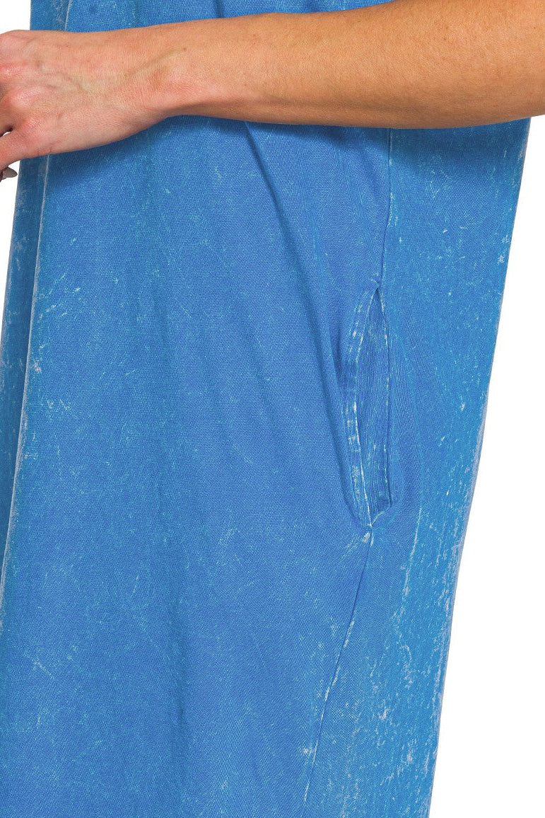 Zen Cotton T-Shirt Midi Dress (Ocean Blue)