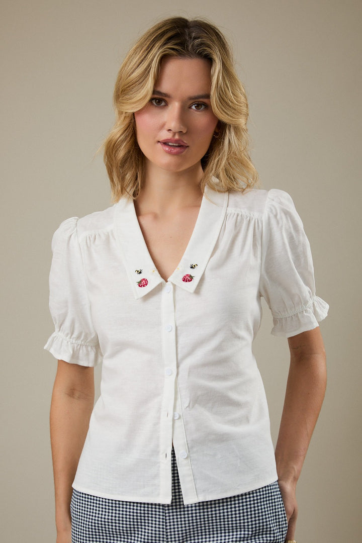 Sunday Edition Linen Puff Sleeve Tee