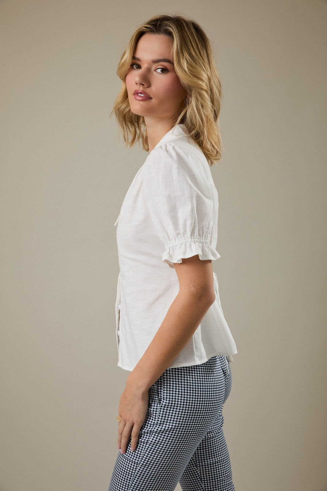 Sunday Edition Linen Puff Sleeve Tee