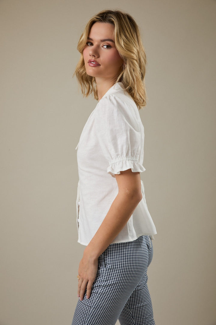 Sunday Edition Linen Puff Sleeve Tee