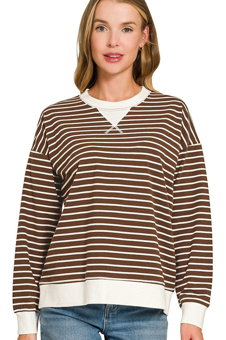 Zen Striped Crewneck (Chocolate)
