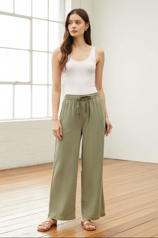 Be Cool Tencel Wide Leg Pant (Sage Olive)
